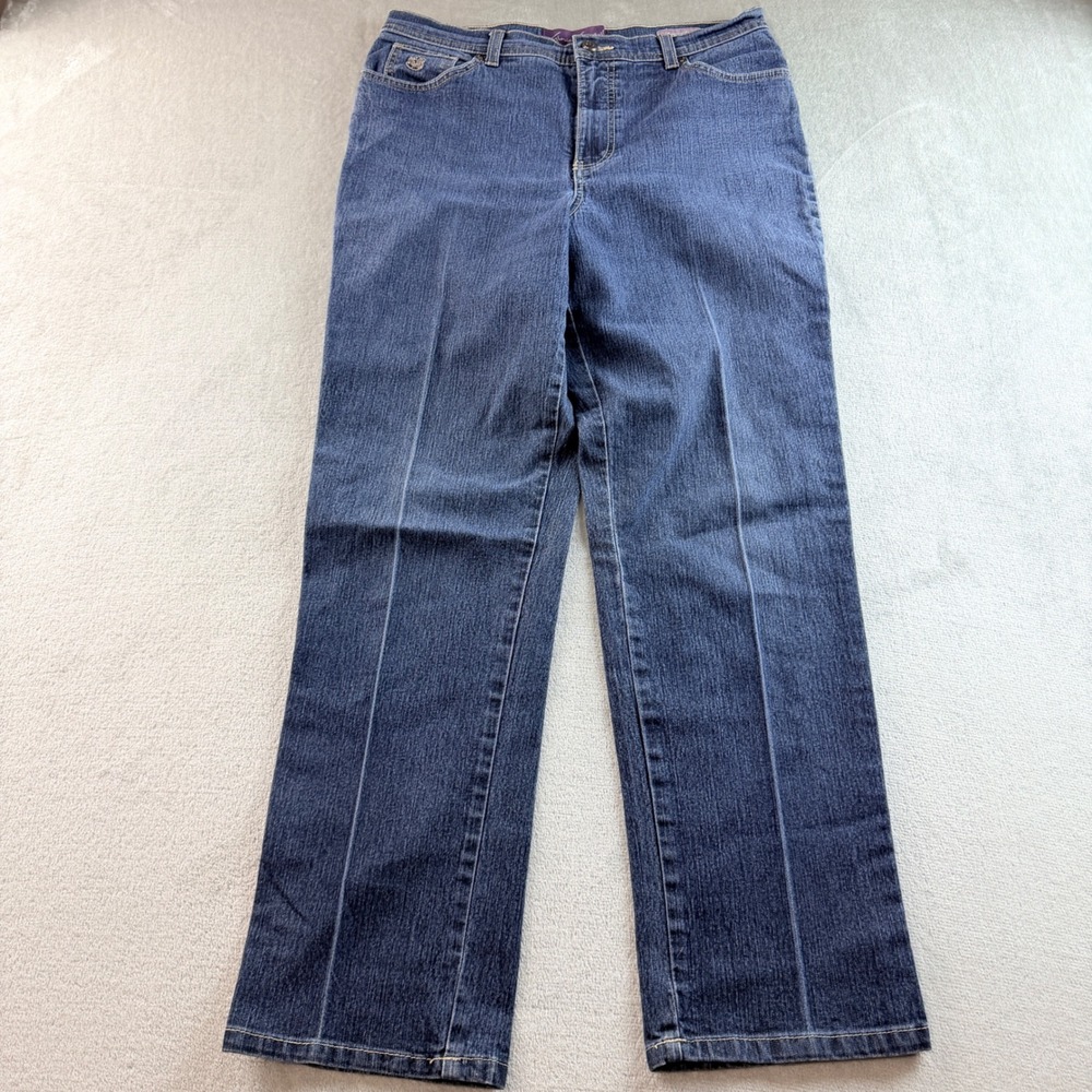 Gloria Vanderbilt Amanda High Rise Straight Leg Jeans Blue Women Size 14 Average